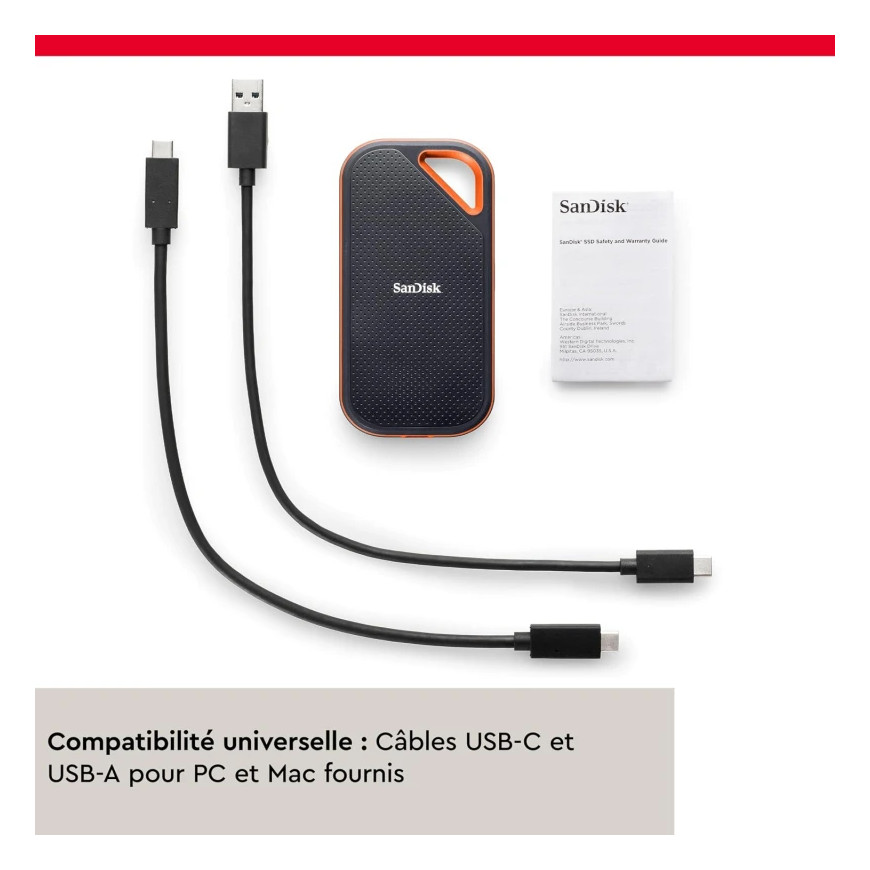 Disque dur portable SSD SanDisk Extreme PRO® 2 To (SDSSDE81-2T00-G25)