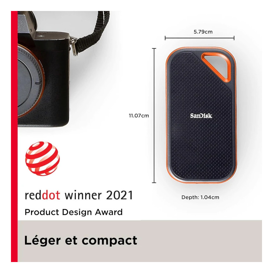 Disque dur portable SSD SanDisk Extreme PRO® 2 To (SDSSDE81-2T00-G25)
