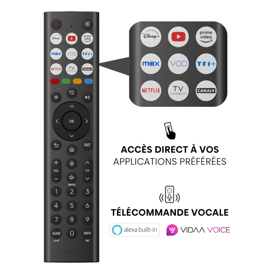 Smart TV Hisense 43" UHD 4K VIDAA - Téléviseur connecté intelligent (HIS43A6Q)