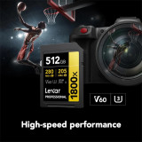 Carte mémoire SD LEXAR 1800X 512GB UHS-II 280MB/s 205MB/s (LSD1800512G-BNNNG)