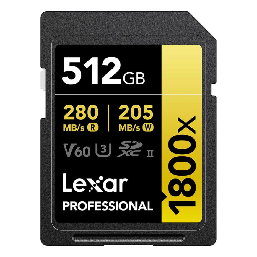 Carte mémoire SD LEXAR 1800X 512GB UHS-II 280MB/s 205MB/s (LSD1800512G-BNNNG)