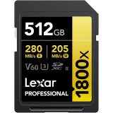Carte mémoire SD LEXAR 1800X 512GB UHS-II 280MB/s 205MB/s (LSD1800512G-BNNNG)