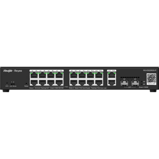 Switch PoE Ruijie Reyee 20 Ports Gigabit 250 W (RG-ES220GS-P)