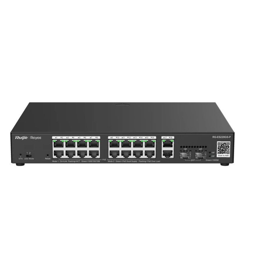 Switch PoE Ruijie Reyee 20 Ports Gigabit 250 W (RG-ES220GS-P)