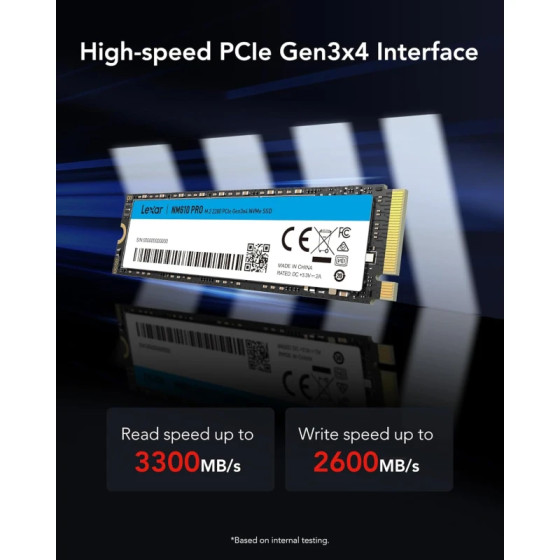 Disque SSD interne LEXAR NM610 Pro 1TB M.2 NVMe PCIe Gen3 3300MB/s (LNM610P001T-RNNNG)