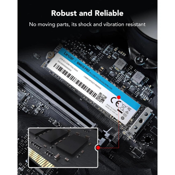 Disque SSD interne LEXAR NM610 Pro 1TB M.2 NVMe PCIe Gen3 3300MB/s (LNM610P001T-RNNNG)