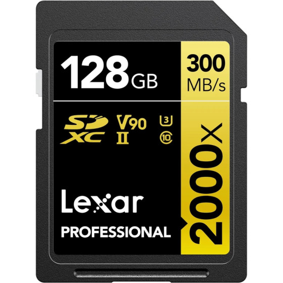 Carte mémoire SD LEXAR 2000X 128GB UHS-II 300MB/s 260MB/s (LSD2000128G-BNNNG)