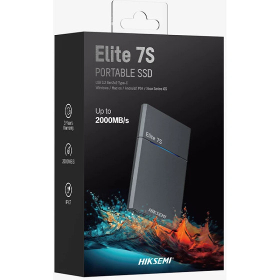 Disque dur SSD externe Hiksemi Elite7S 2To USB 3.2 – 2000MB/s Haute Vitesse (HS-ESSD-ELITE7S-2T)