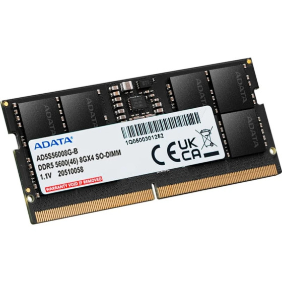 Barrette mémoire Adata SO-DIMM 8GB DDR5-5600MHz pour PC portable (AD5S56008G-S)