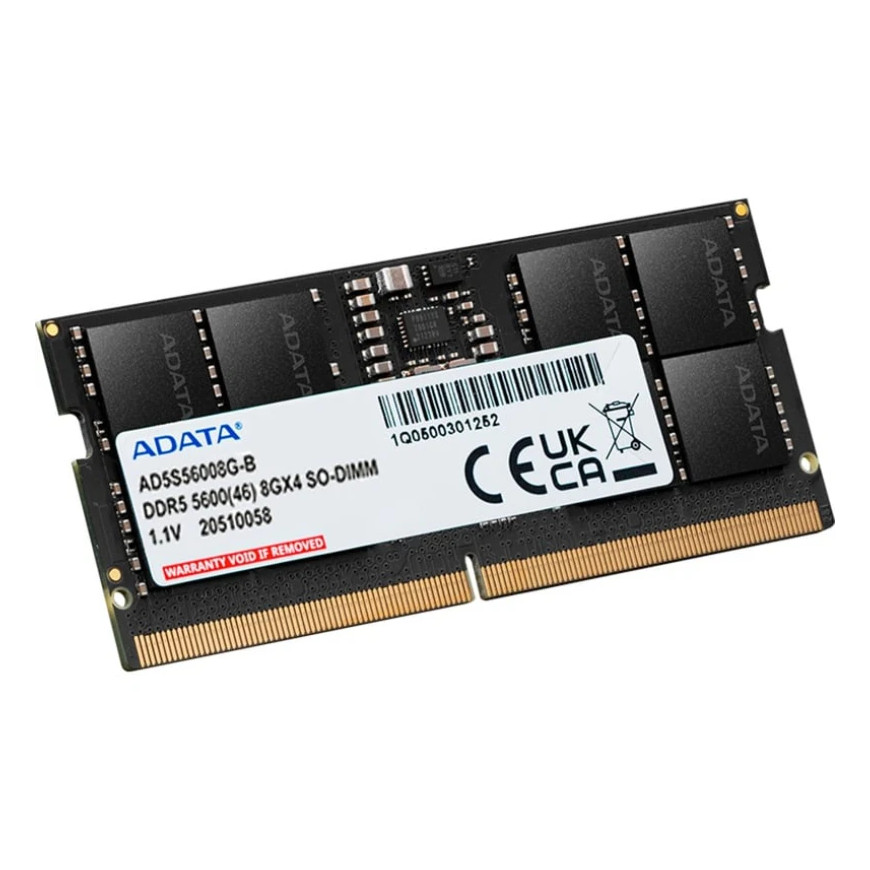 Barrette mémoire Adata SO-DIMM 8GB DDR5-5600MHz pour PC portable (AD5S56008G-S)