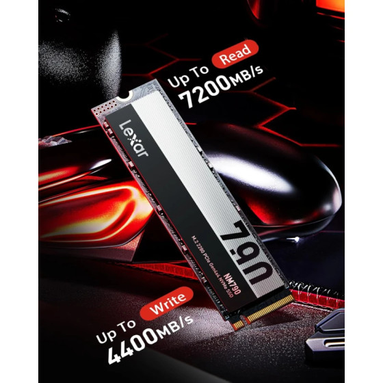 Disque SSD interne LEXAR NM790 512GB M.2 NVMe PCIe Gen4 7200MB/s (LNM790X512G-RNNNG)