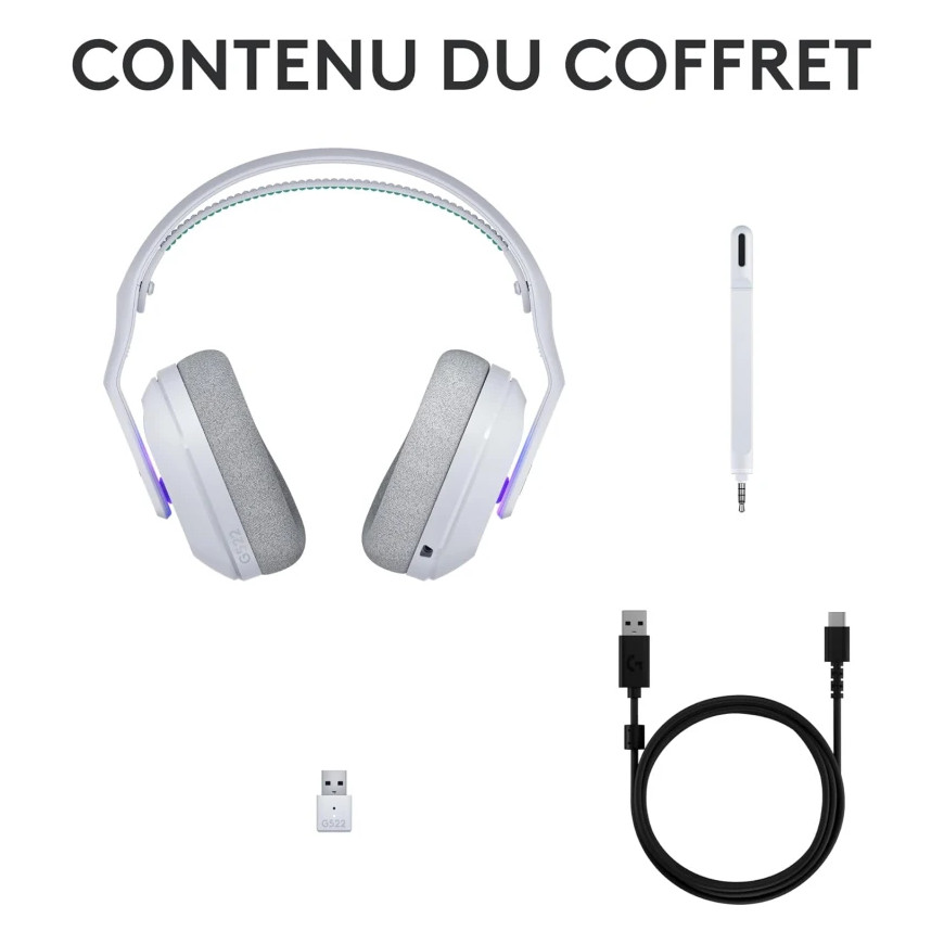 Casque Gaming Logitech G522 Bluetooth Blanc (981-001550)