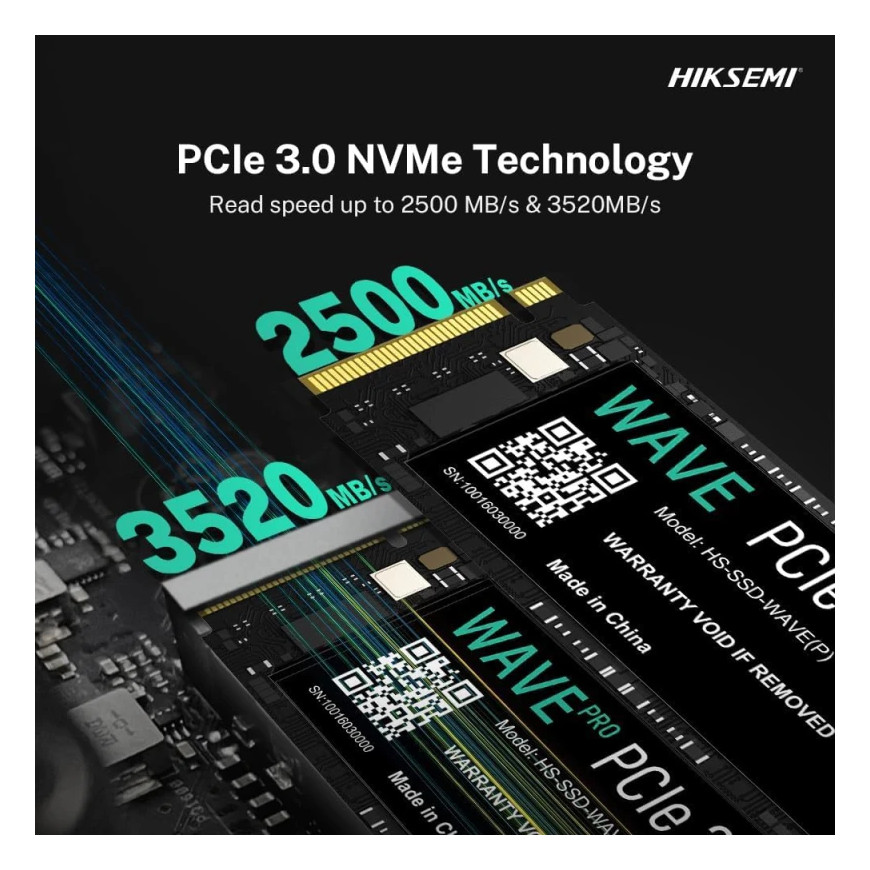 Disque Dur interne SSD Hiksemi Wave(P) M.2 2280 PCIe 3.0 NVMe 512 Go (HS-SSD-WAVE-P-512G)