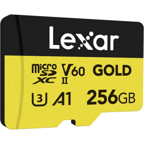 Carte mémoire microSD LEXAR Gold 256GB UHS-II 280MB/s 180MB/s (LMSGOLD256G-BNNNG)