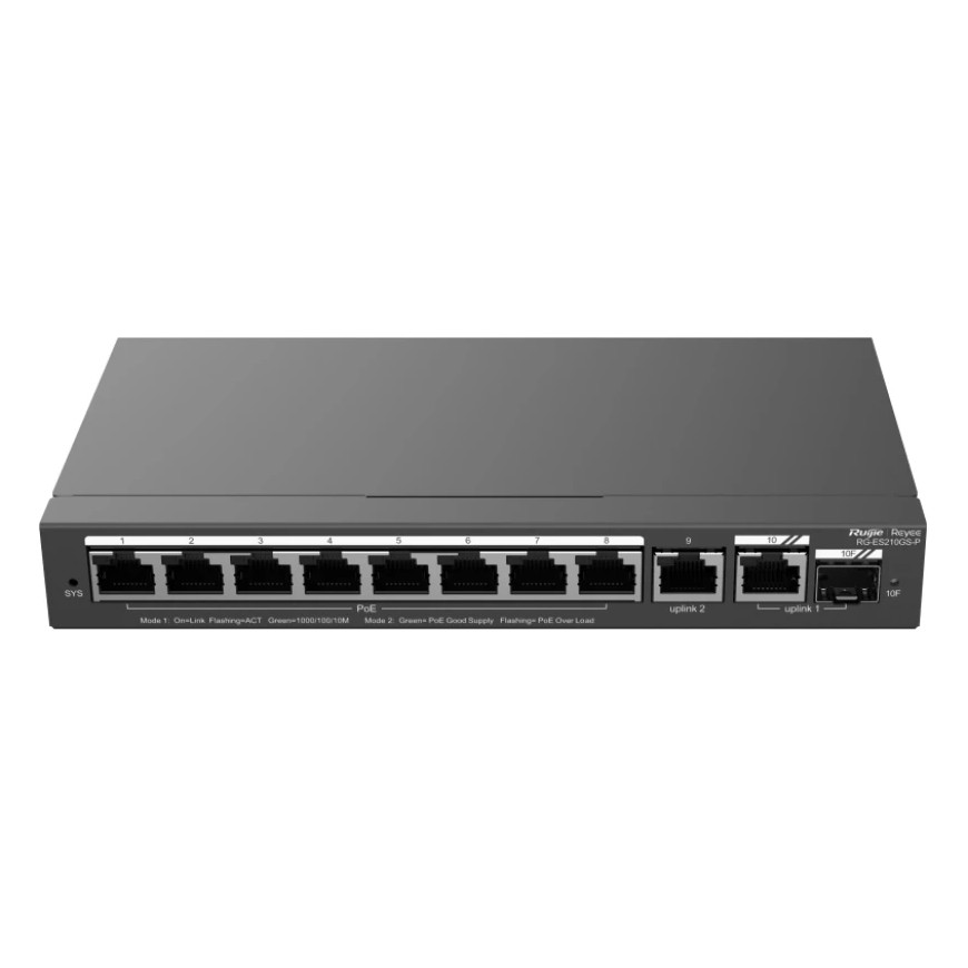 Switch PoE Ruijie Reyee 10 Ports Gigabit 120 W (RG-ES210GS-P)