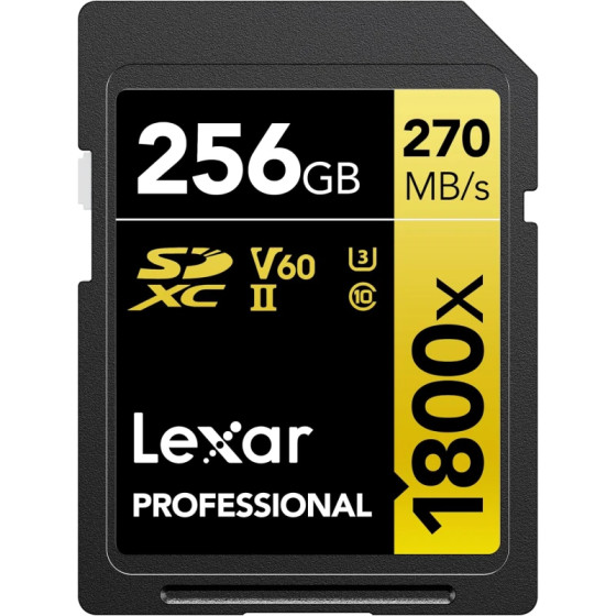 Carte mémoire SD LEXAR 1800X 256GB UHS-II 280MB/s 205MB/s (LSD1800256G-BNNNG)