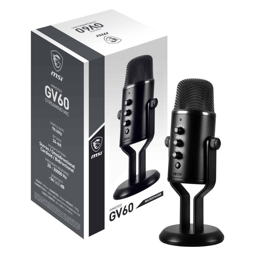 Microphone USB MSI Immerse GV60 – Noir (MSI_OS3-XXXX031-000)