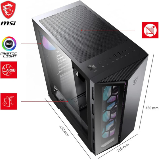Boîtier PC Gaming MSI MPG GUNGNIR 110R - Moyen Tour ATX RGB (MSI-306-7G10R21-W57)
