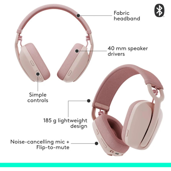 Casque sans fil Logitech Zone Vibe 100 - Bluetooth (981-001224)