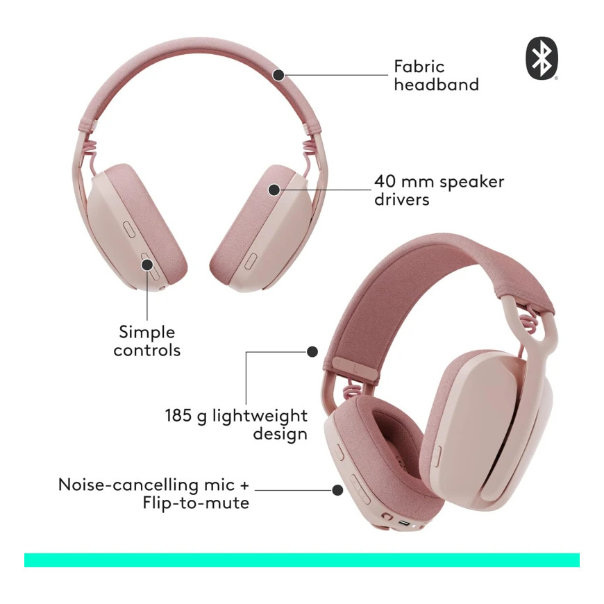 Casque sans fil Logitech Zone Vibe 100 - Bluetooth (981-001224)