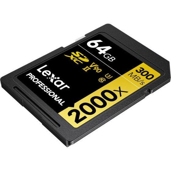 Carte mémoire SD LEXAR 2000X 64GB UHS-II 300MB/s 260MB/s (LSD2000064G-BNNNG)