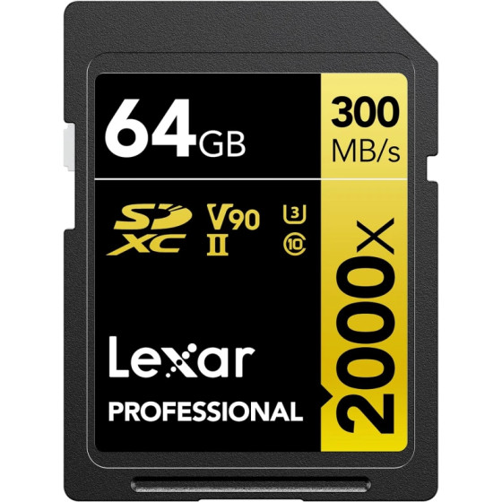 Carte mémoire SD LEXAR 2000X 64GB UHS-II 300MB/s 260MB/s (LSD2000064G-BNNNG)