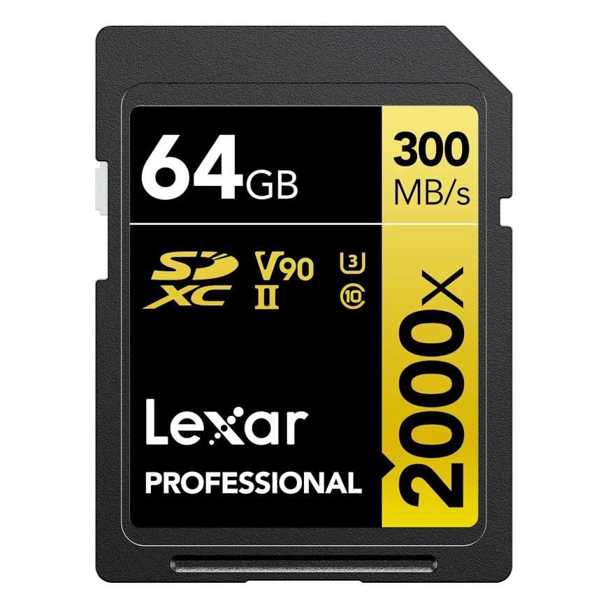Carte mémoire SD LEXAR 2000X 64GB UHS-II 300MB/s 260MB/s (LSD2000064G-BNNNG)