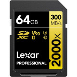 Carte mémoire SD LEXAR 2000X 64GB UHS-II 300MB/s 260MB/s (LSD2000064G-BNNNG)