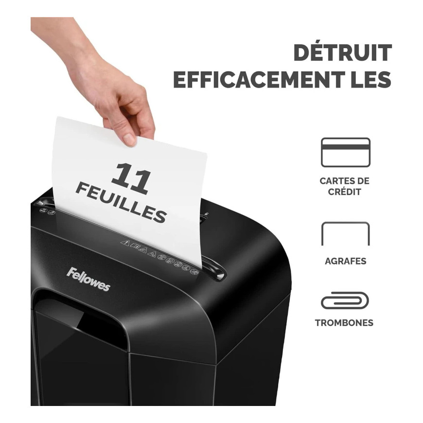 Destructeur Fellowes Powershred LX25 - Coupe croisée 6 feuilles - Corbeille 11.5L (4170501)