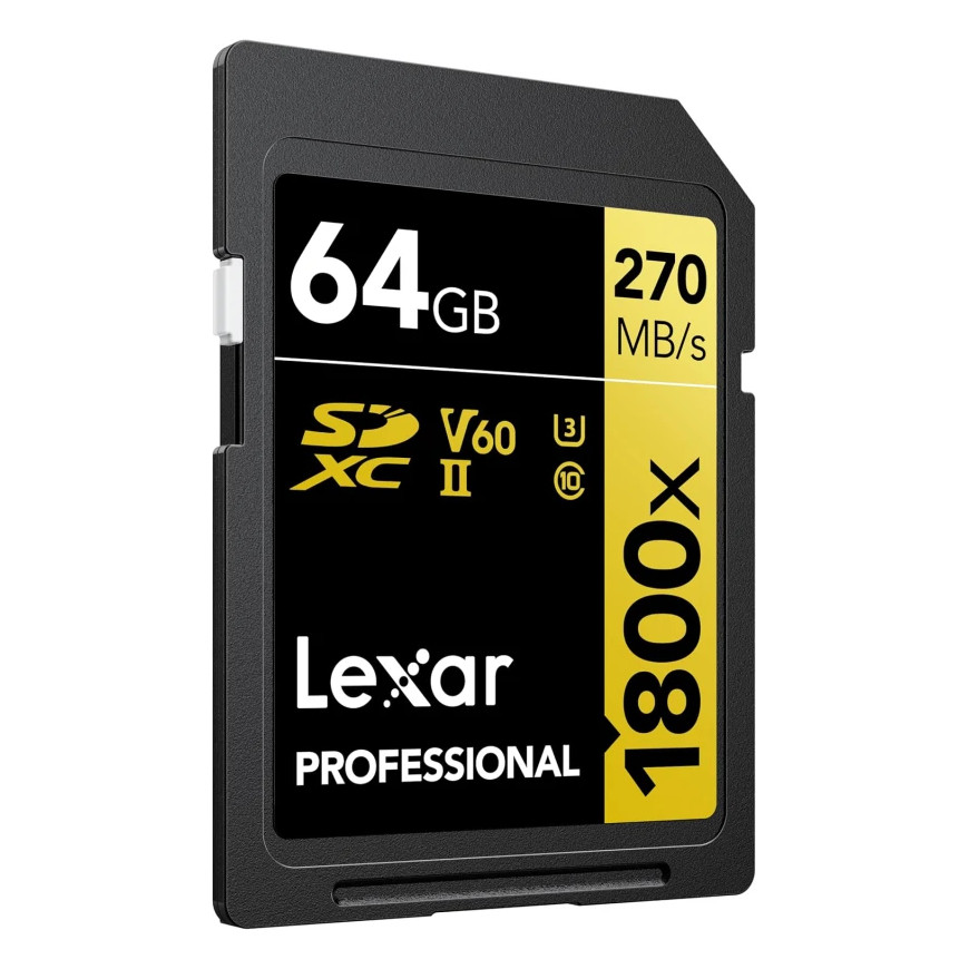 Carte mémoire SD LEXAR 1800X 64GB UHS-II 280MB/s 205MB/s (LSD1800064G-BNNNG)
