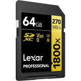 Carte mémoire SD LEXAR 1800X 64GB UHS-II 280MB/s 205MB/s (LSD1800064G-BNNNG)