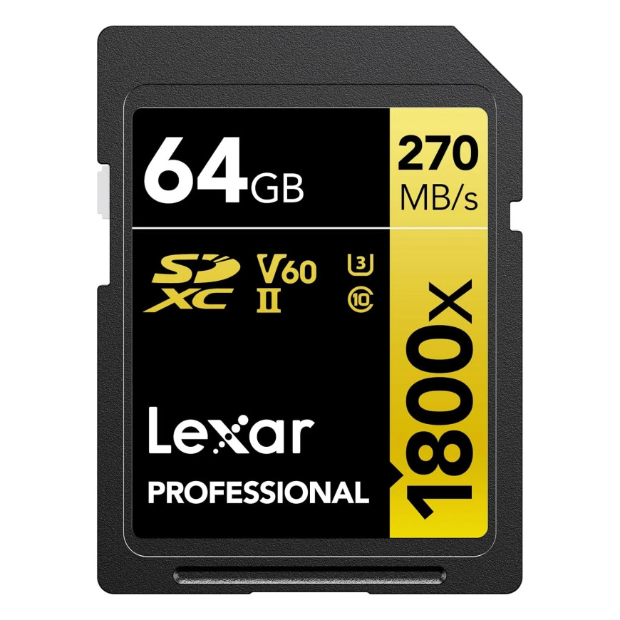 Carte mémoire SD LEXAR 1800X 64GB UHS-II 280MB/s 205MB/s (LSD1800064G-BNNNG)