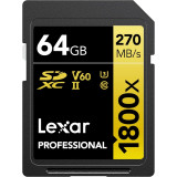Carte mémoire SD LEXAR 1800X 64GB UHS-II 280MB/s 205MB/s (LSD1800064G-BNNNG)