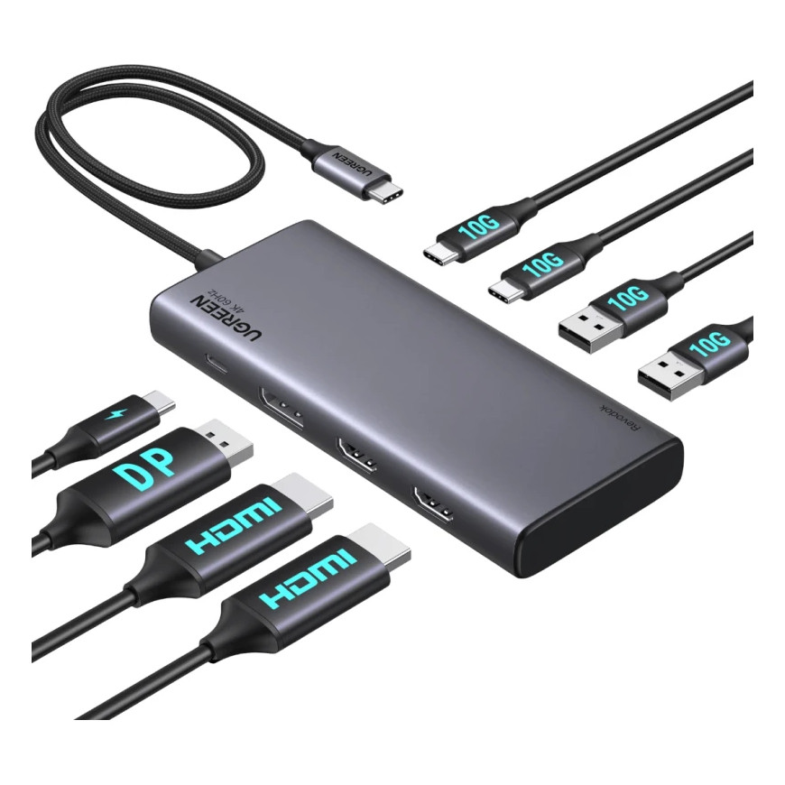 Station d’accueil Ugreen USB-C 8-en-1 HDMI + DP (35625)