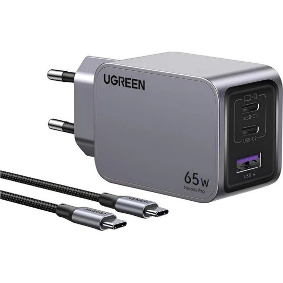 Chargeur Rapide Ugreen 100W GaN 2C1A avec Câble 1.5m USB-C (25874)