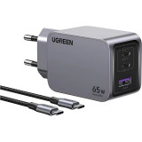 Chargeur Rapide Ugreen 100W GaN 2C1A avec Câble 1.5m USB-C (25874)