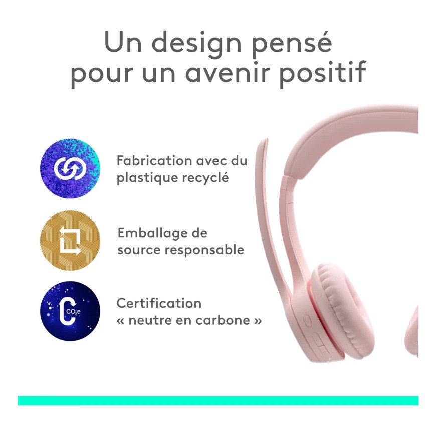 Casque Bluetooth Logitech Zone 300 Rose (981-001412)