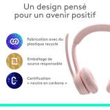 Casque Bluetooth Logitech Zone 300 Rose (981-001412)