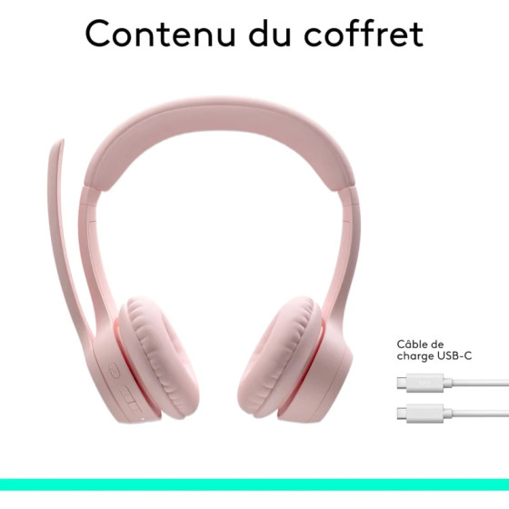 Casque Bluetooth Logitech Zone 300 Rose (981-001412)