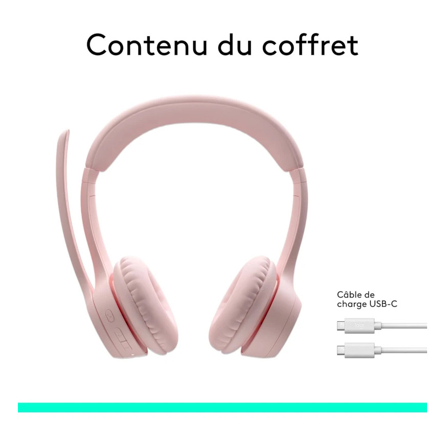 Casque Bluetooth Logitech Zone 300 Rose (981-001412)