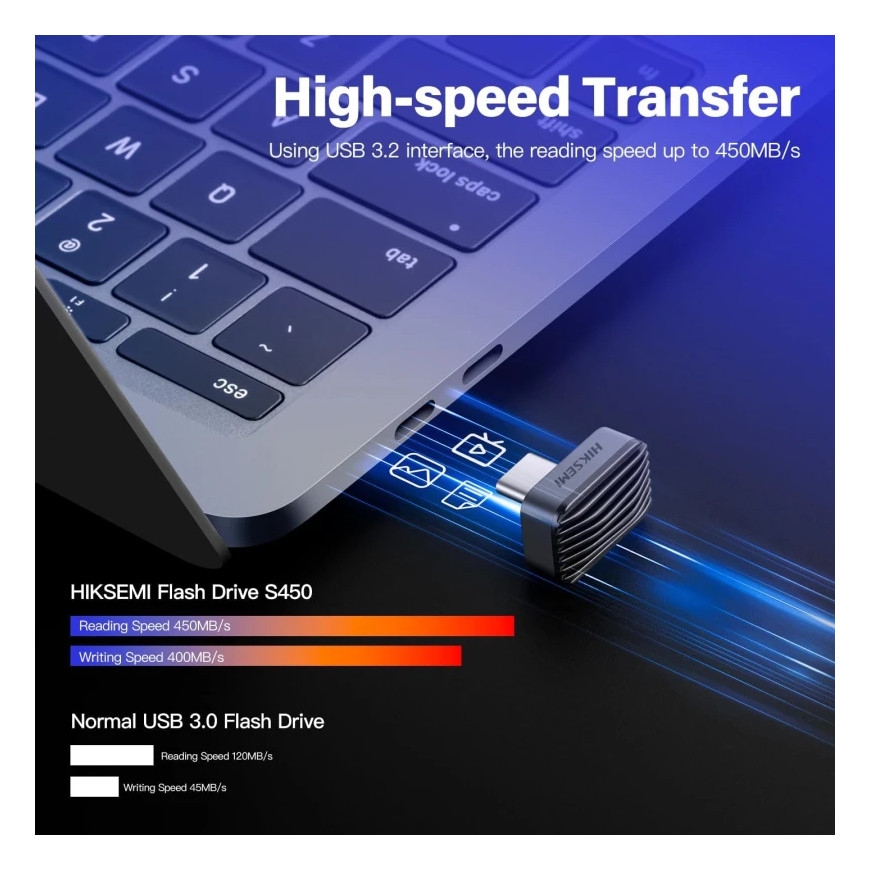 Mini Disque Dur SSD Externe Portable HIKSEMI Sync C Pro 128Go (HS-USB-S450-128G-U3)