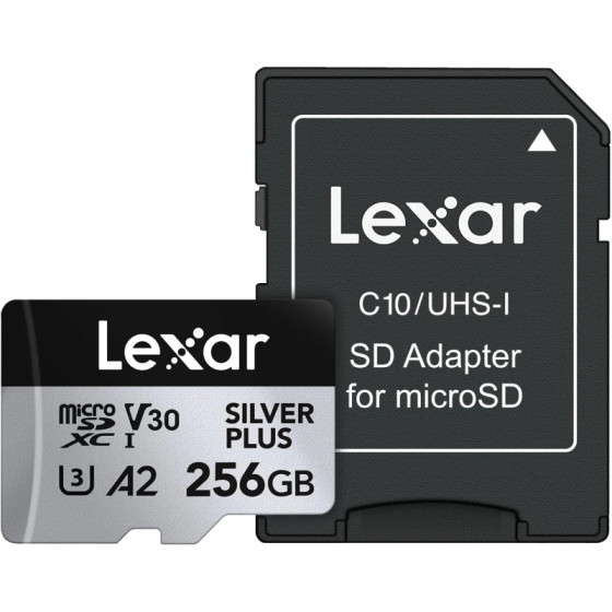 Carte mémoire microSD LEXAR Silver Plus 256GB UHS-I 205MB/s (LMSSIPL256G-BNANG)