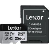 Carte mémoire microSD LEXAR Silver Plus 256GB UHS-I 205MB/s (LMSSIPL256G-BNANG)