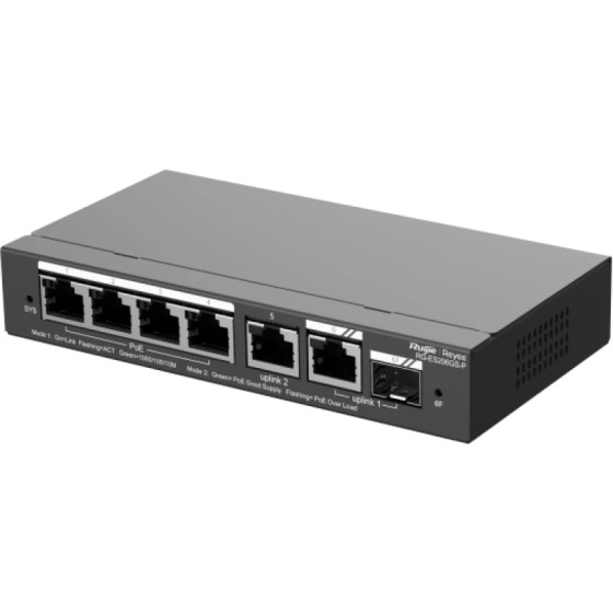 Switch PoE Ruijie Reyee 6 Ports Gigabit 54 W (RG-ES206GS-P)