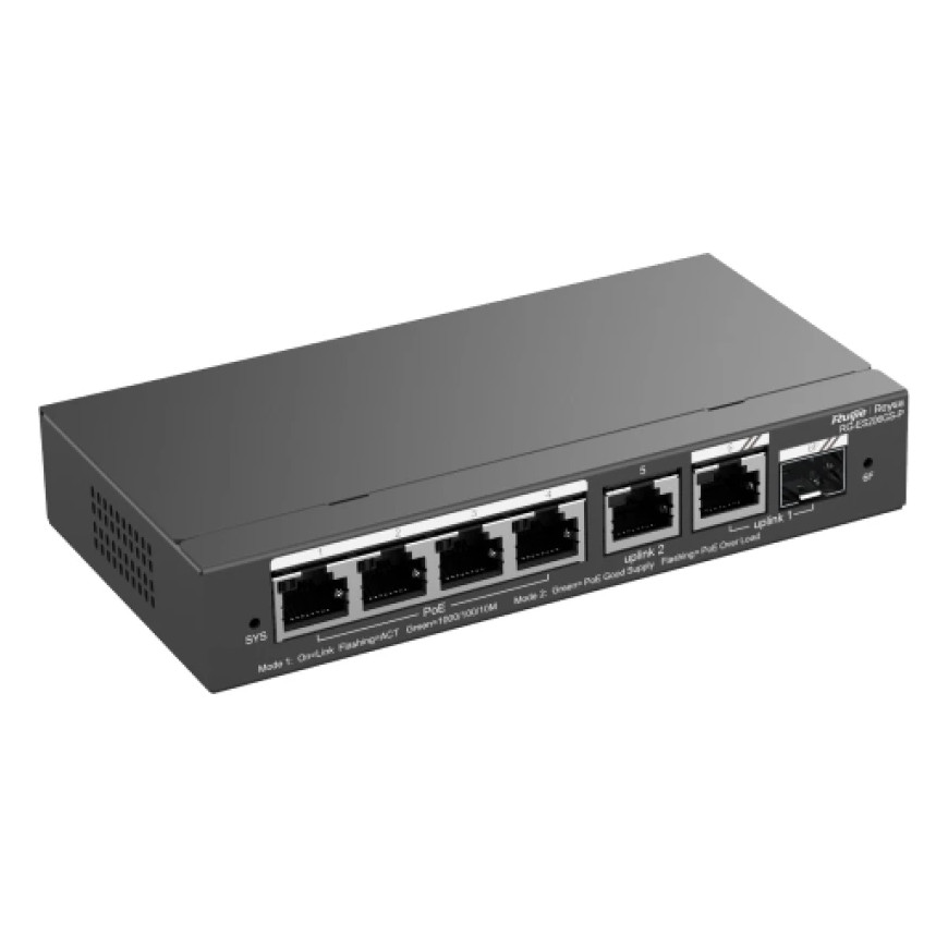 Switch PoE Ruijie Reyee 6 Ports Gigabit 54 W (RG-ES206GS-P)