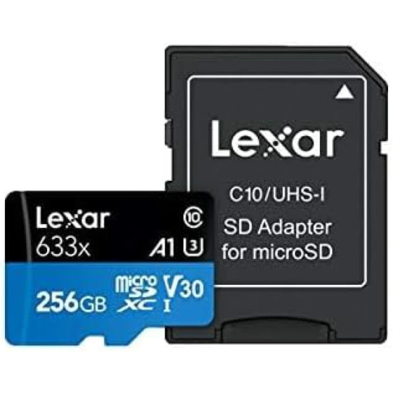 Carte mémoire microSD LEXAR 633X 256GB UHS-I 100MB/s avec adaptateur (LSDMI256BB633A)