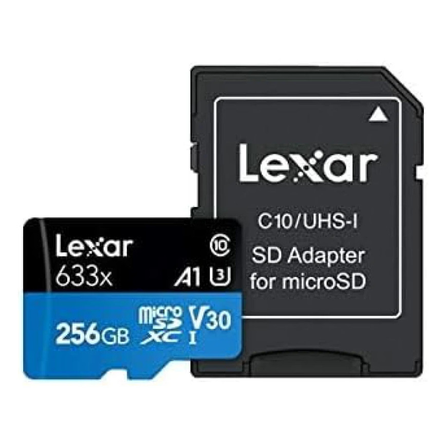 Carte mémoire microSD LEXAR 633X 256GB UHS-I 100MB/s avec adaptateur (LSDMI256BB633A)
