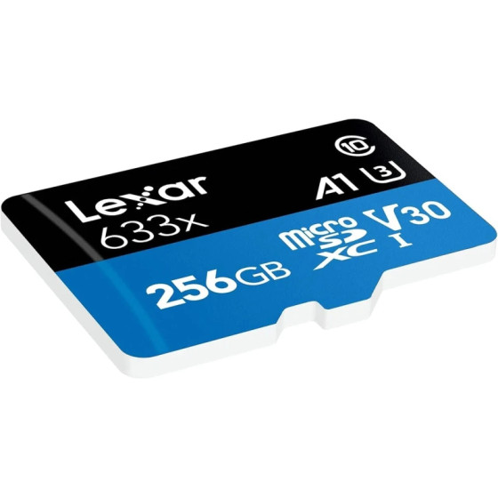 Carte mémoire microSD LEXAR 633X 256GB UHS-I 100MB/s avec adaptateur (LSDMI256BB633A)