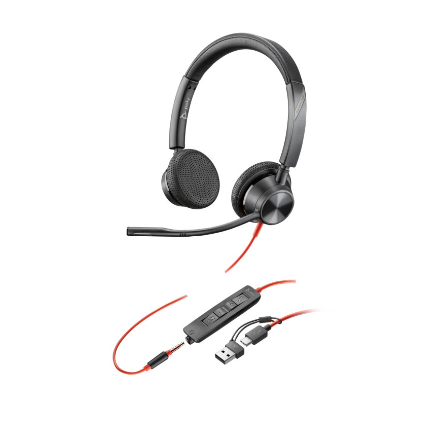 Micro-Casque Poly Blackwire 3325 USB-C Stéréo avec Jack 3,5 mm (8X221AA)