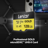 Carte mémoire microSD LEXAR Gold 128GB UHS-II 280MB/s 100MB/s (LMSGOLD128G-BNNNG)